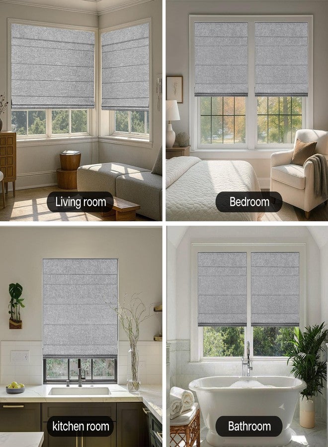 LazBlinds No Tools No Drill Cordless Roman Shades for Windows, Blackout Thermal Insulated UV Blocking Window Blinds, Lightweight Fabric Blinds for Indoor Windows, 25" W x 60" H, Blackout - Grey - Image 4